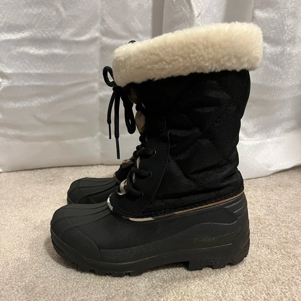 Burberry Black and Cream Kids Rain & Snow Boots